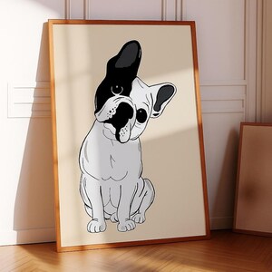 Handmade Bulldog Illustration | Playful Dog Art Print for Nursery, Office or Living Room