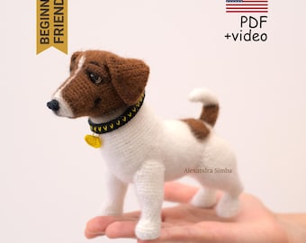 ジャック・ラッセル・テリアのかぎ針編みパターン：あみぐるみ犬用