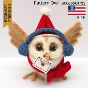 Haakpatroon kerkuil: amigurumi-postbodevogel met accessoires (pdf-patroon)