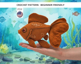 Patrón de pez dorado y pez telescopio a crochet: Tutorial de acuario amigurumi (descarga en PDF)