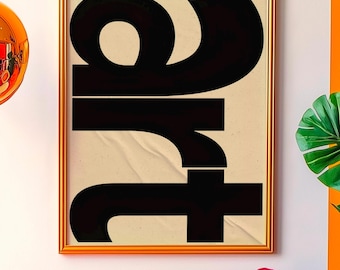 Mutige Typografie Wandkunst: Modernes schwarz weißes Poster, minimalistischer Büro Print, abstrakte Schriftzüge