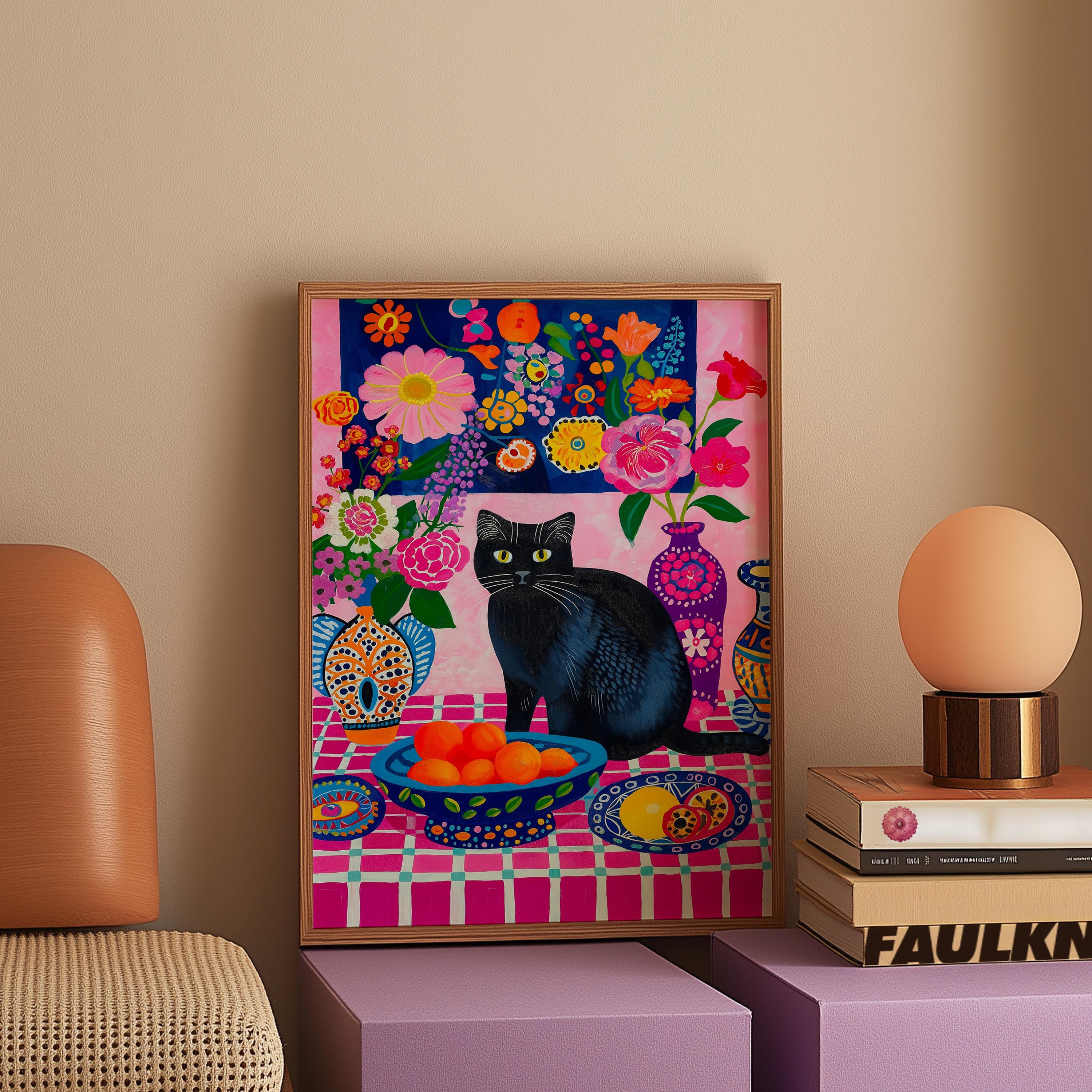 【新品】 ニッチアート猫装飾画 またね」F6サイズ 額付 アート作品 アクリル画 原画 猫 徳島洋子作品