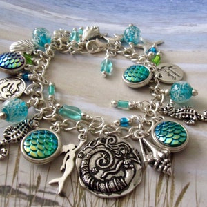 Really a Mermaid Charm Bracelet, Glow inn the Dark, Ocean, Beach, Mermaid image 1