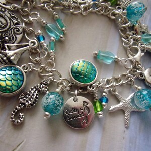 Really a Mermaid Charm Bracelet, Glow inn the Dark, Ocean, Beach, Mermaid image 2