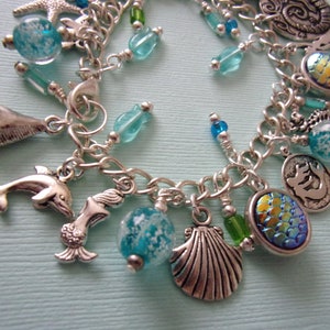 Really a Mermaid Charm Bracelet, Glow inn the Dark, Ocean, Beach, Mermaid image 3