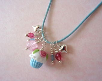 Girl Necklace, Cupcake, Glow in the Dark, Little Girl Jewelry, Little Miss