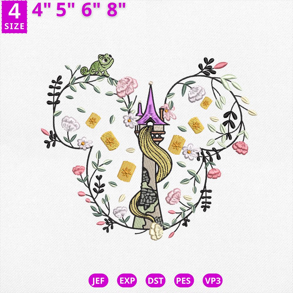 Magical Princess Castle Embroidery Design, Whimsical Fairytale Tower Embroidery Design, Princess Cartoon Embroidery File, Instant Download