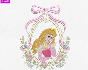 Royal Princess Embroidery Design, Sleeping Beauty Style Princess Embroidery File, Coquette Mirror Princess Embroidery File, Instant Download