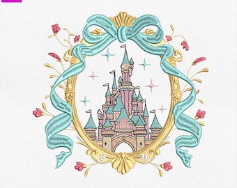Magic Kingdom Machine Embroidery Design, Magical Castle Coquette Bow Embroidery Design, Family Trip Embroidery Design, Instant Download