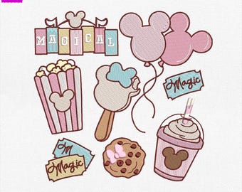 Magic Kingdom Embroidery Design, Magical Park Snacks Embroidery Design, Food Lover Embroidery File, Family Vacation Design, Instant Download