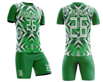 Custom soccer jersey for players, personalized with team name and number