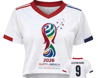 2026 North America Soccer Crop Top Jersey – Custom Name & Number USA Canada Mexico Shirt