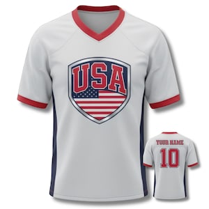 USA Soccer Jersey Custom Name Number, Unisex All Over Print Football Shirt