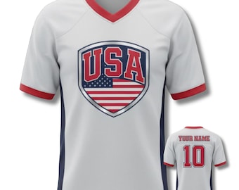USA Soccer Jersey Custom Name Number, Unisex All Over Print Football Shirt
