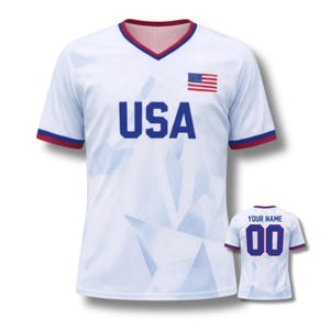 Camisa de Futebol dos EUA Personalizada com Nome e Número, Unissex, Estampa Total