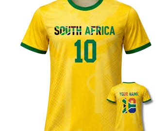 Camiseta de fútbol personalizada de Sudáfrica, camiseta personalizada para aficionados al fútbol