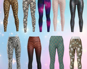 Animal Print High Waisted Leggings, Yoga Gym Tights XS-5XL