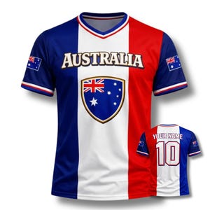 Personalized Australia 3D Soccer Jersey Shirt, Custom Name & Number