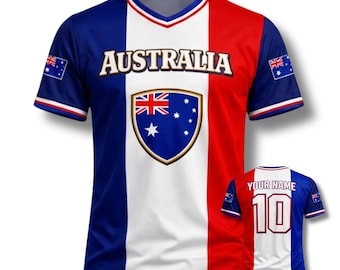 Personalized Australia 3D Soccer Jersey Shirt, Custom Name & Number