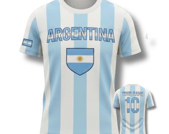 Argentina Soccer Jersey Custom Name Number Shirt, Flag Football Fan T Shirt