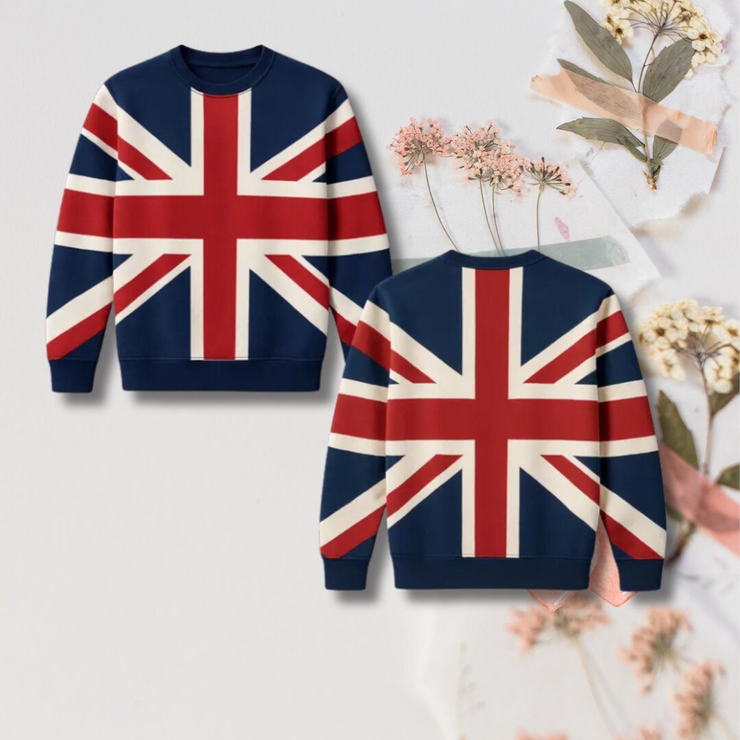 Union Jack Flag Sweater 2026 Navy Red White All Over Print Unisex