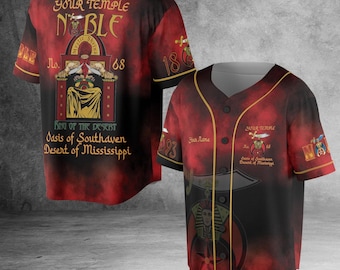 Custom Shriner Baseball Jersey – Mystic Shrine AEAONMS King of the Desert Shirt with Temple & Name