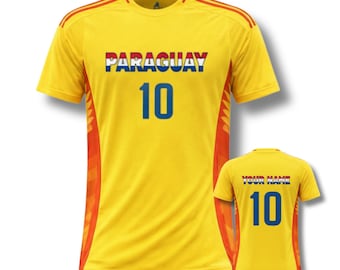 Camiseta de aficionado al fútbol de Paraguay, nombre y número personalizados, camiseta de la selección nacional.