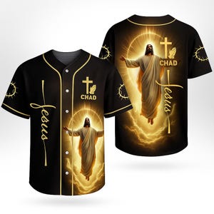 Jesus Christian Baseball Jersey - Religious Faith Shirt with Cross and Prayer Design