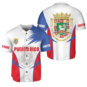 Custom Puerto Rico Baseball Jersey – Personalized Boricua Flag Shirt with Coat of Arms Design