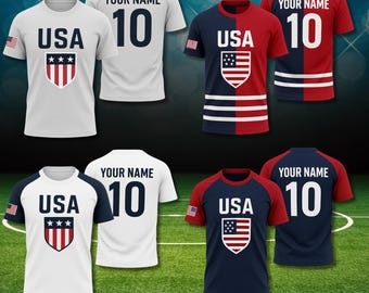 Camiseta de fútbol de EE. UU. personalizada, nombre y número personalizados, regalo para el aficionado