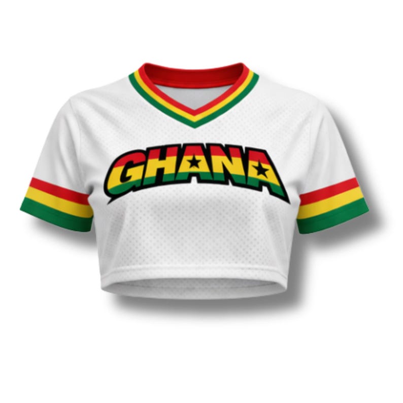 Ghana Soccer Crop Top Jersey 3D Custom Name Number Mesh Football Fan Shirt image 2