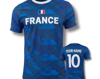 Frankrijk voetbalshirt shirt aangepaste naam nummer, gepersonaliseerde supporter cadeau top voor fans