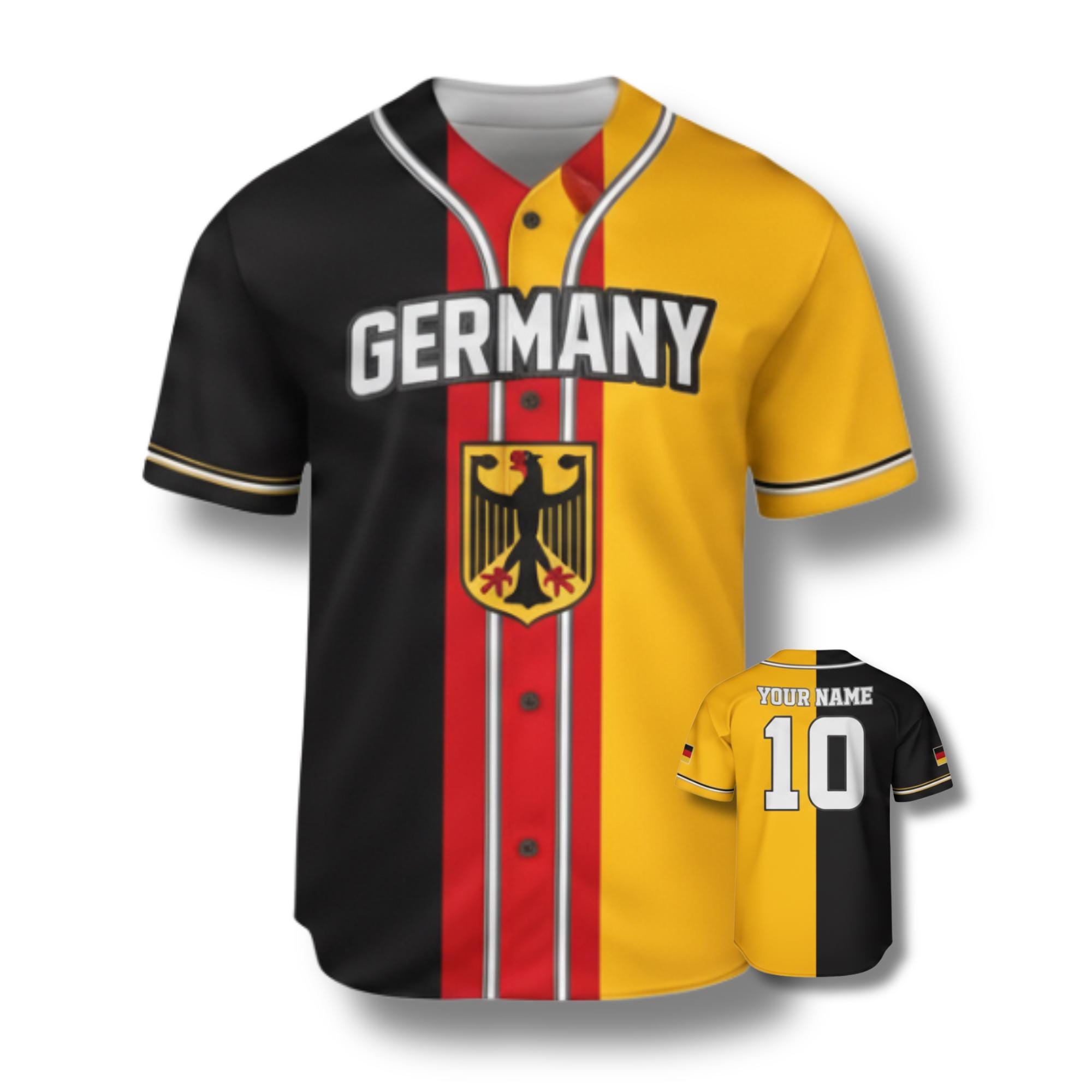 Custom Germany Baseball Jersey, Personalized German Flag Shirt