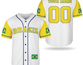 Brazil Baseball Jersey – Custom Name & Number 3D Brazilian Flag Sports Shirt