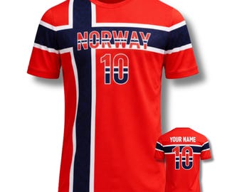 Custom Norway Soccer Jersey, Norwegian Flag Football Fan T-Shirt