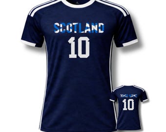 Scotland Football Fan T-Shirt, Custom Name & Number, Tartan Army Jersey