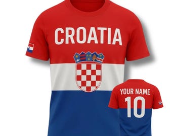 Croatia Soccer Jersey Custom Name Number Shirt, Croatian Flag Football Fan T Shirt