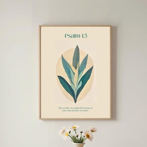 Psalm Bible Verse, Digital Botanical Print, Green Palm Leaf Wall Art, Light of Christ Scripture Decor, Christian Home, Nursery Decor Poster