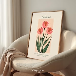 Psalm 91:11 Floral Scripture Print - Christian Home Decor (Digital Download