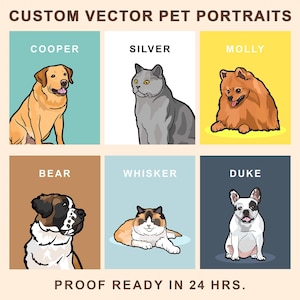 Custom Digital Pet Portrait | Personalized Pet Vector/2d Illustration | Dog, Cat, Pet Drawing from Photo | Custom Pet Memorial Art