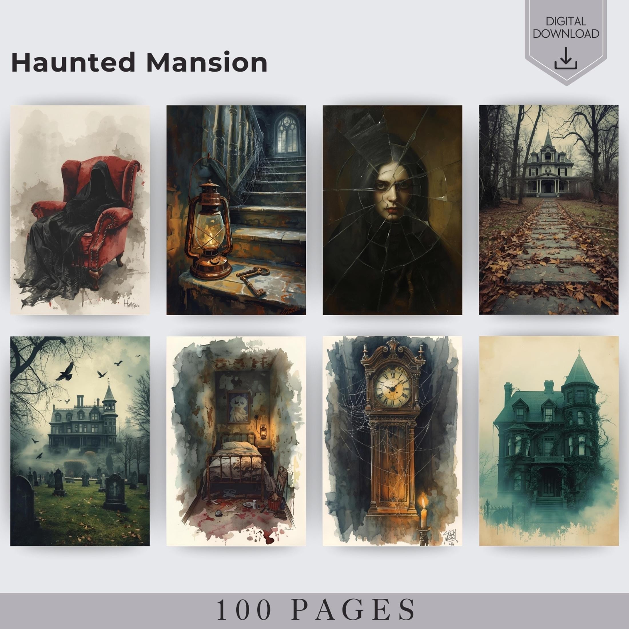 Haunted Mansion Junk Journal Kit, Gothic Manor Ephemera (digital ...