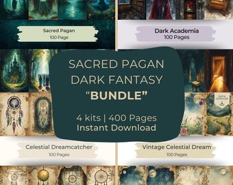 Pacchetto di diario creativo a tema stregonesco, kit di effimeri pagani e gotici, pagine di scrapbooking stampabili a tema occulto (download digitale)