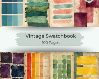 Vintage Swatchbook Digital Paper, Retro Color Palette Junk Journal Ephemera (Digital Download)
