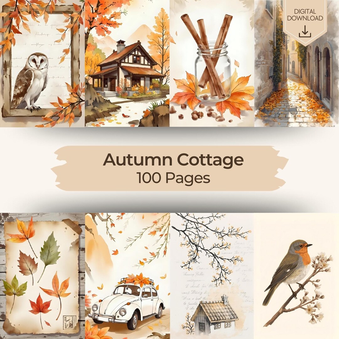 Autumn Junk Journal Kit: Cozy Fall Cottage Printable Pages, Harvest ...