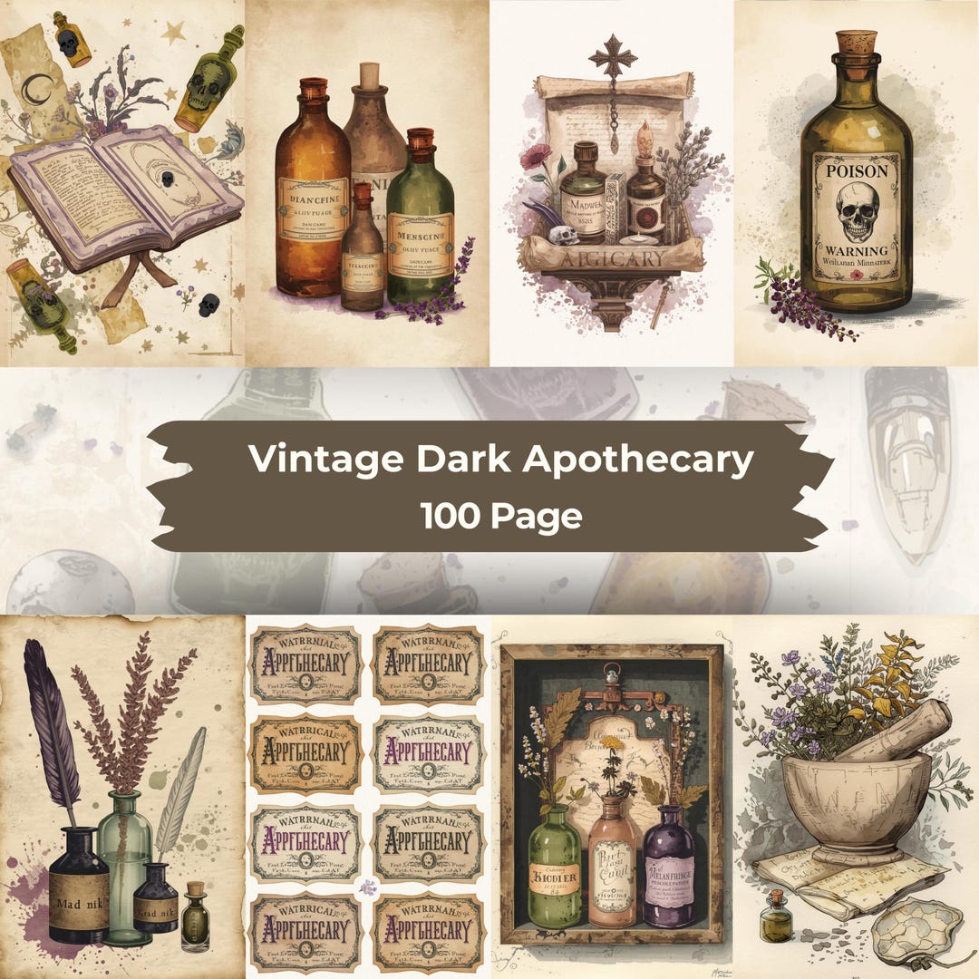 Dark Apothecary Junk Journal Kit: Victorian Poison Bottles Printable ...