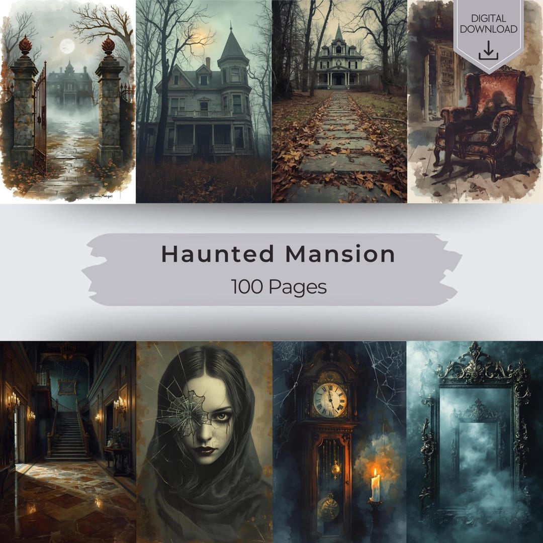 Haunted Mansion Junk Journal Kit, Gothic Manor Ephemera (digital ...