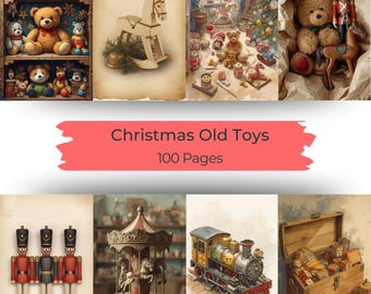 Victorian Christmas Junk Journal Kit, Antique Toy Shop Ephemera, Nostalgic Scrapbook Printable (Digital Download)