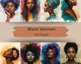 Black Women Junk Journal Kit, Vintage Ephemera (Digital Download)