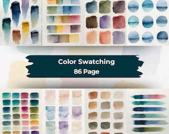 Vintage Swatchbook Digital Paper Set, Retro Color Palette Ephemera (Digital Download)