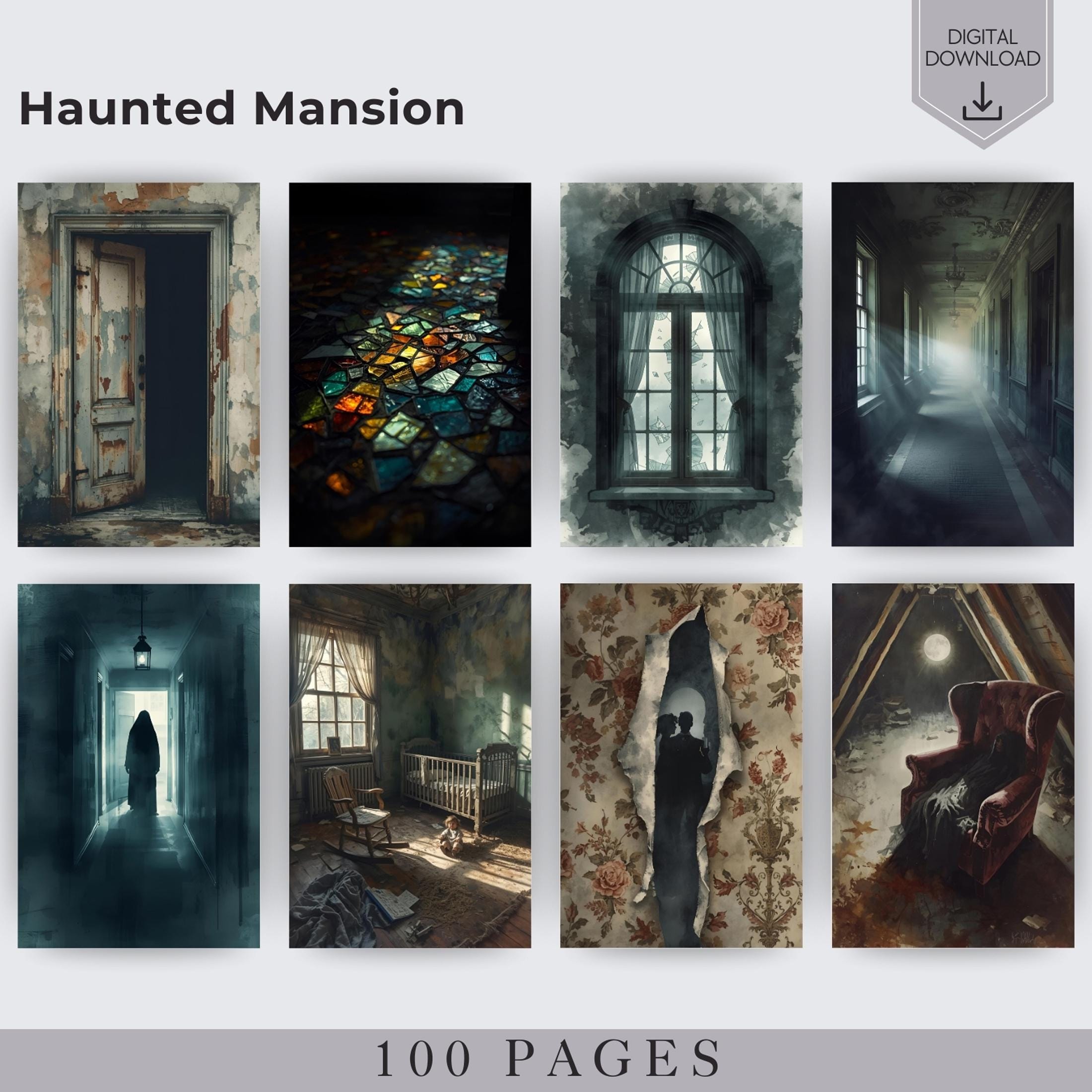 Haunted Mansion Junk Journal Kit, Gothic Manor Ephemera (digital ...